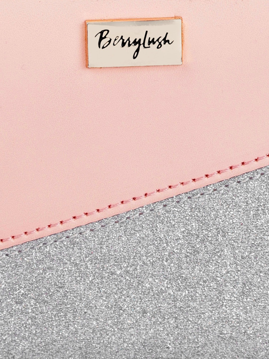 Berrylush Women Pink & Silver Colourblocked Pattern PU Zipper Tasselled Around Long Wallet - Image 5