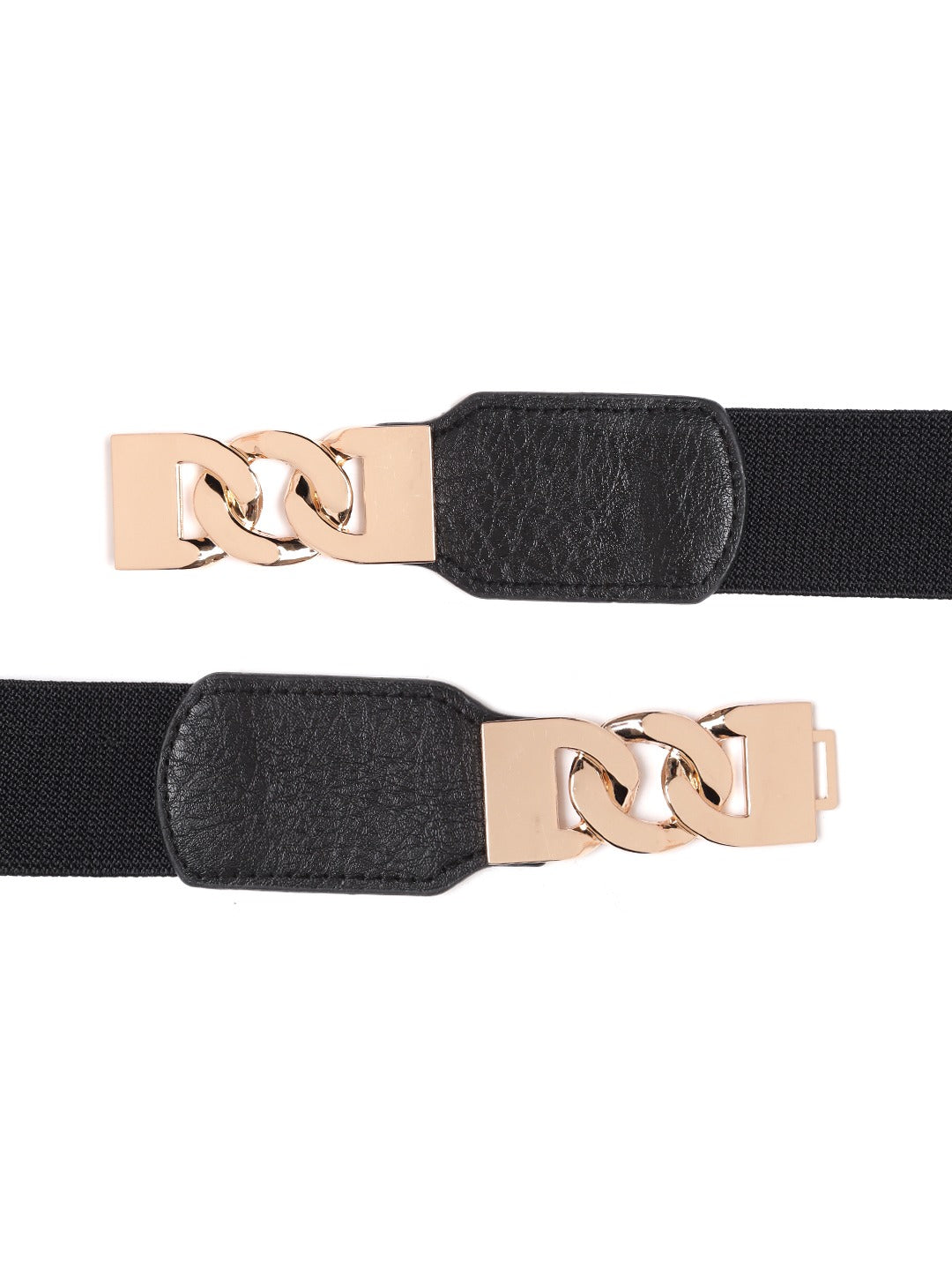 Berrylush Women Black Elastic Strap Chain Buckle Belt - Image 4
