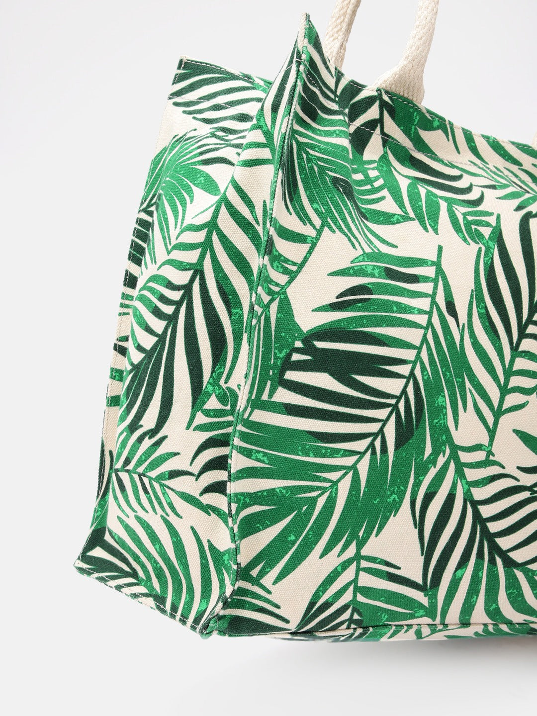Women Green & White Floral Printed Fabric Two Handle Shopper Regular Tote Bag - Image 7
