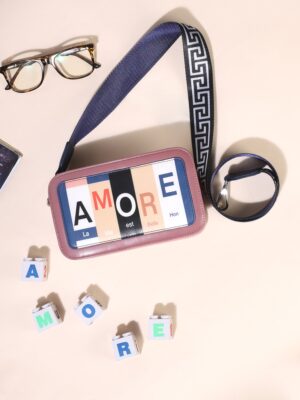 Women Multicolour Typography Printed PU Detachable Strap Structured Regular Sling Bag