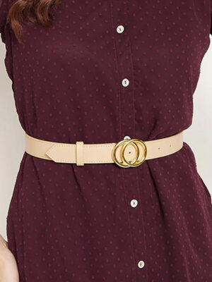 Women Solid Cream Smart Casual Slim Regular Belt