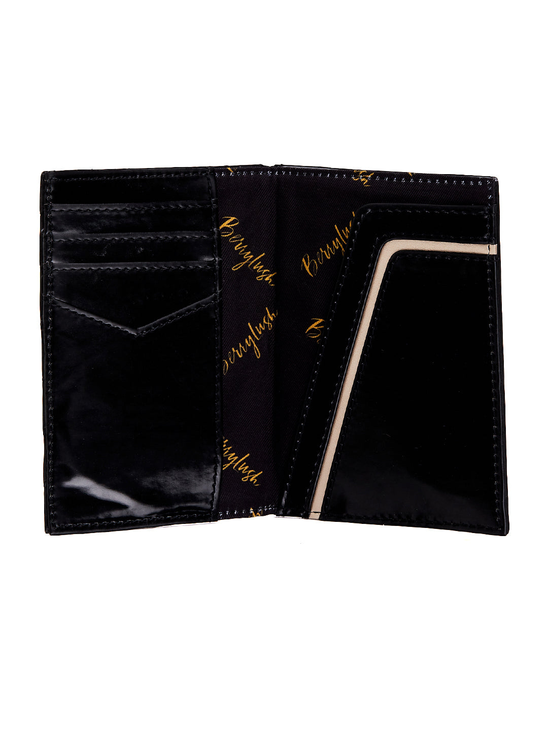 Berrylush Women Quilted Black Geometric Pattern Synthetic Leather Passport Holder - Image 5