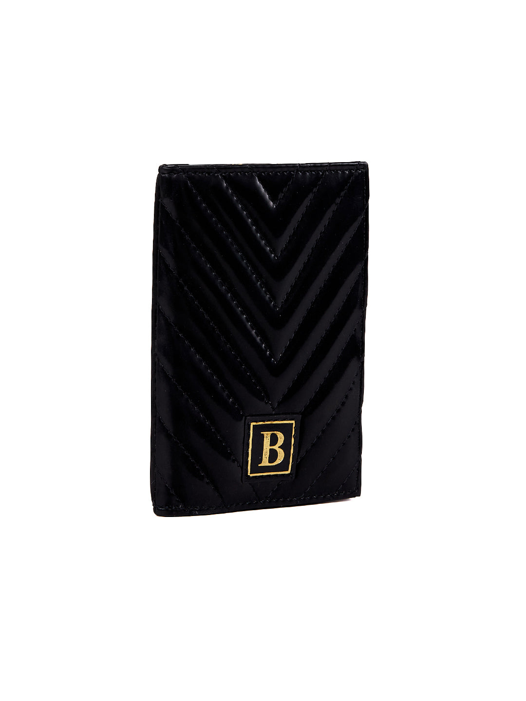 Berrylush Women Quilted Black Geometric Pattern Synthetic Leather Passport Holder - Image 3